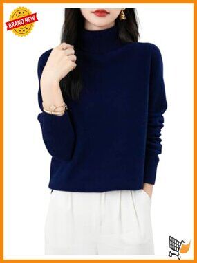 100% Merino Wool Turtleneck Pullover Sweater Seamless Knit